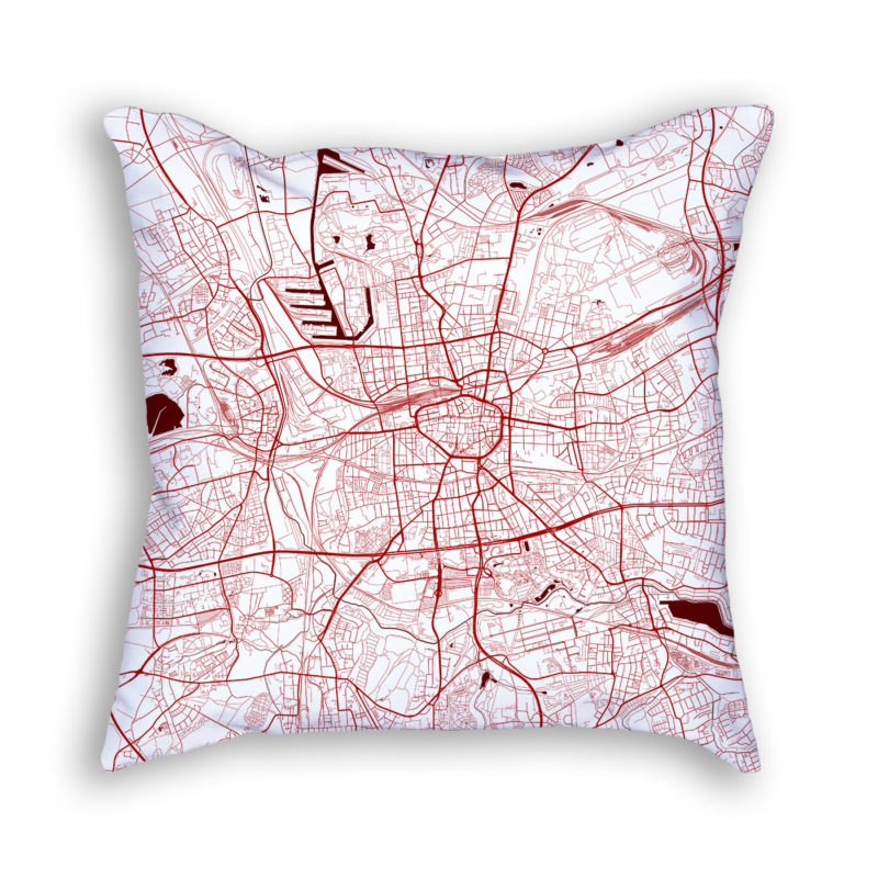 Dortmund Germany City Map Art Decorative Throw Pillow