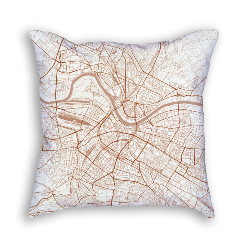 Dresden Germany City Map Art Decorative Throw Pillow