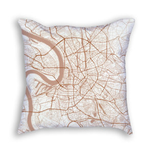 Dusseldorf Germany City Map Art Decorative Throw Pillow