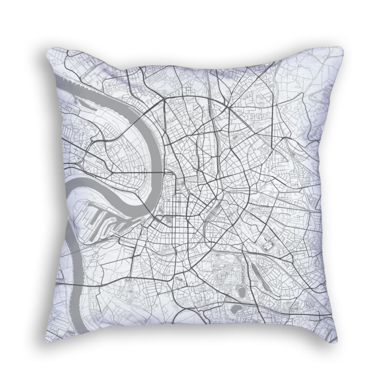 Dusseldorf Germany City Map Art Decorative Throw Pillow