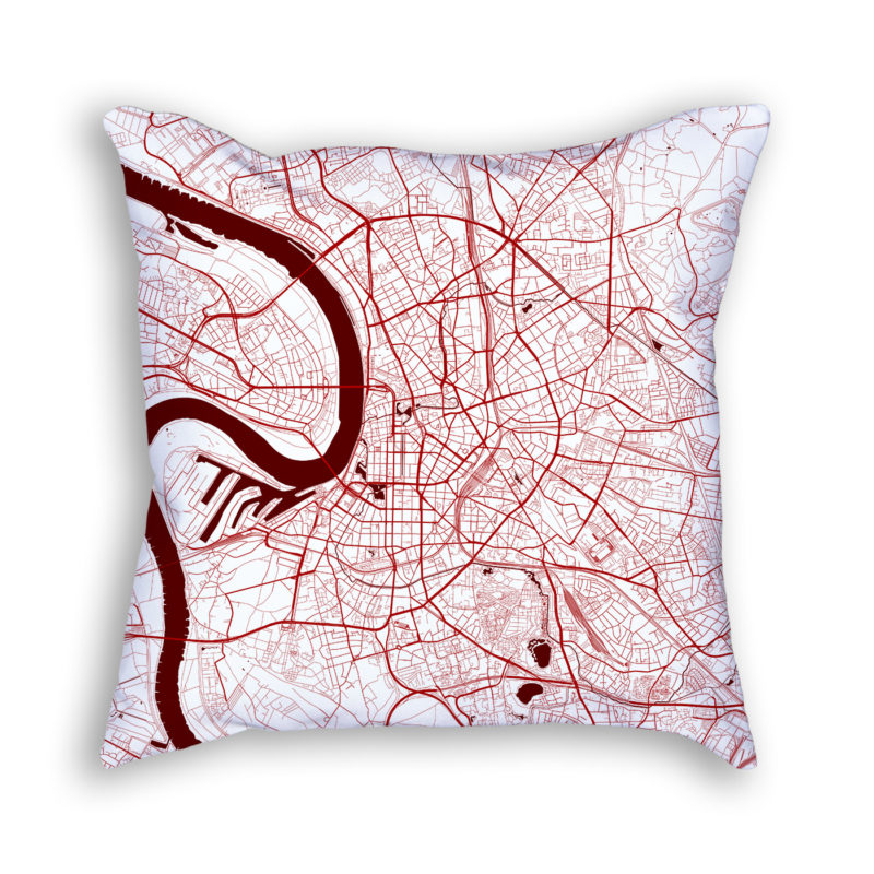 Dusseldorf Germany City Map Art Decorative Throw Pillow