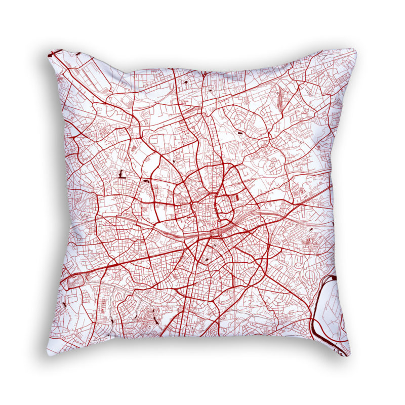 Essen Germany City Map Art Decorative Throw Pillow