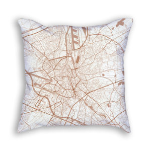 Ghent Belgium City Map Art Decorative Throw Pillow