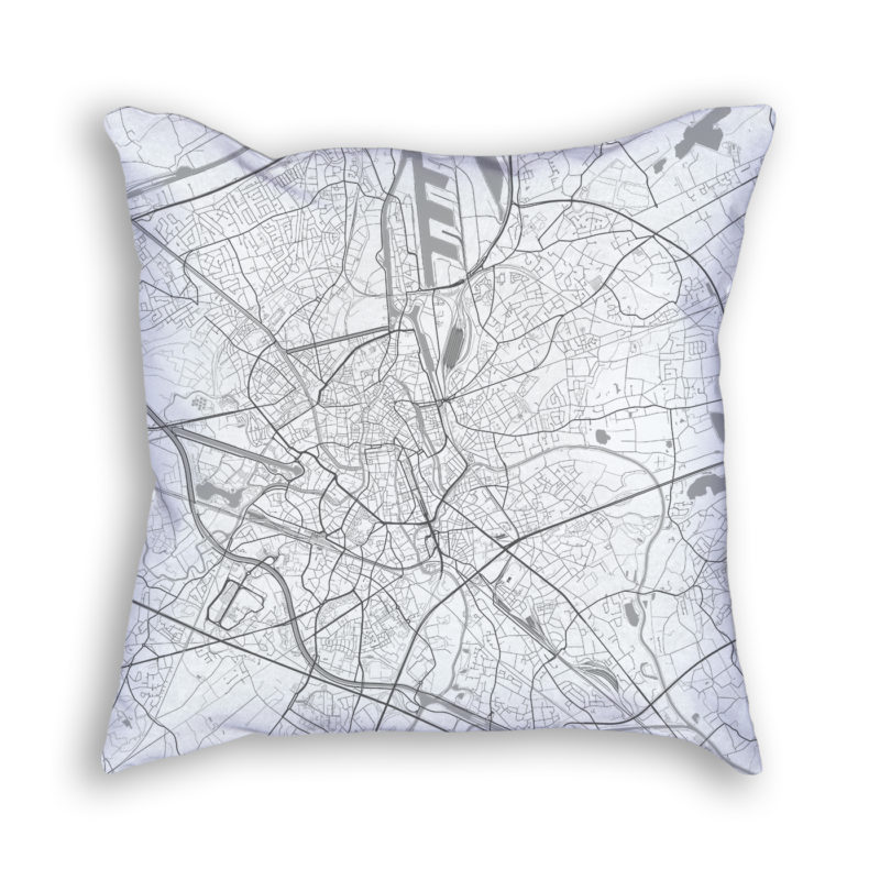Ghent Belgium City Map Art Decorative Throw Pillow