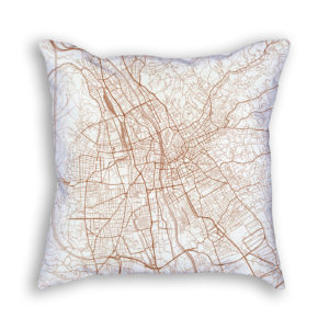 Graz Austria City Map Art Decorative Throw Pillow