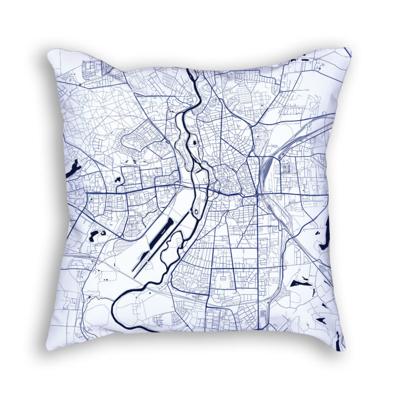 Halle Germany City Map Art Decorative Throw Pillow