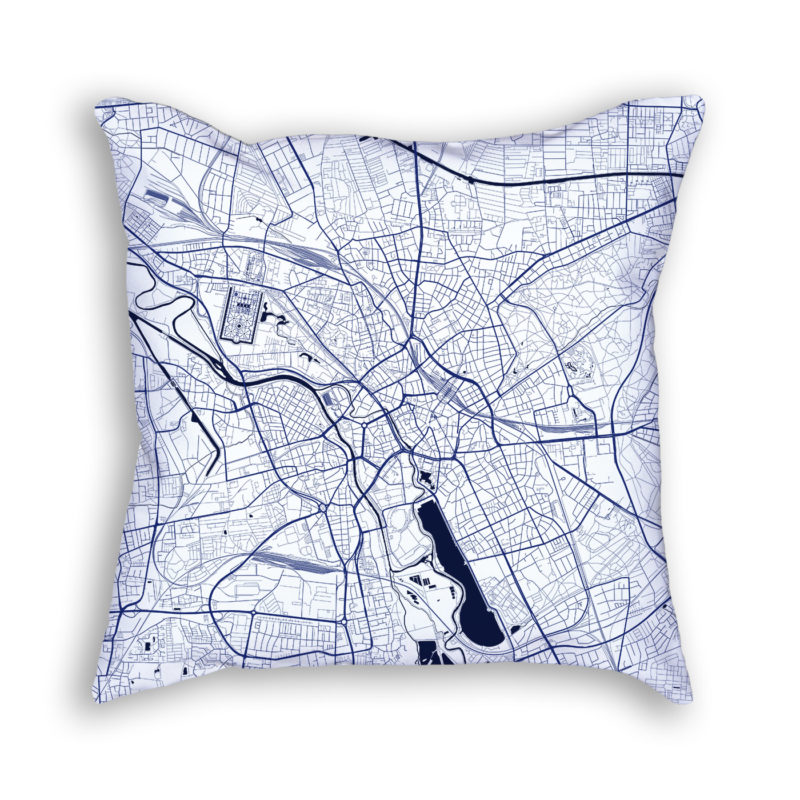 Hanover Germany City Map Art Decorative Throw Pillow