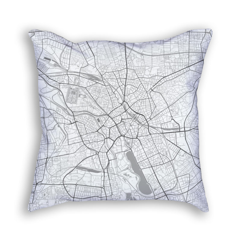 Hanover Germany City Map Art Decorative Throw Pillow