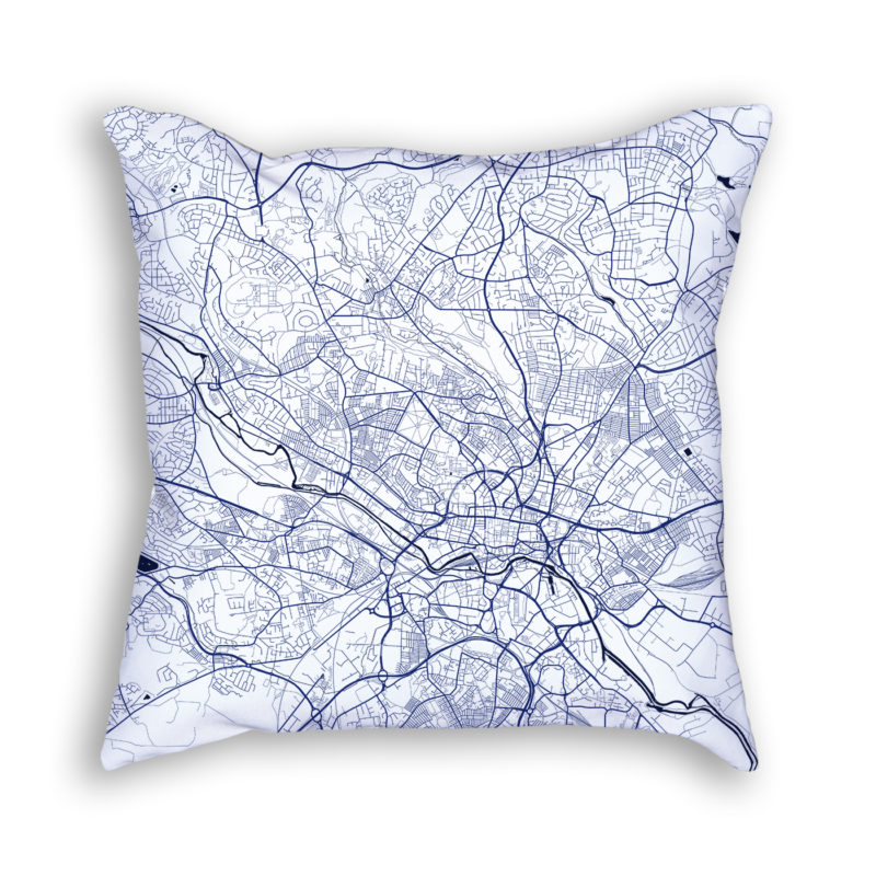 Leeds England City Map Art Decorative Throw Pillow