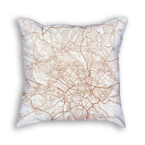 Leeds England City Map Art Decorative Throw Pillow