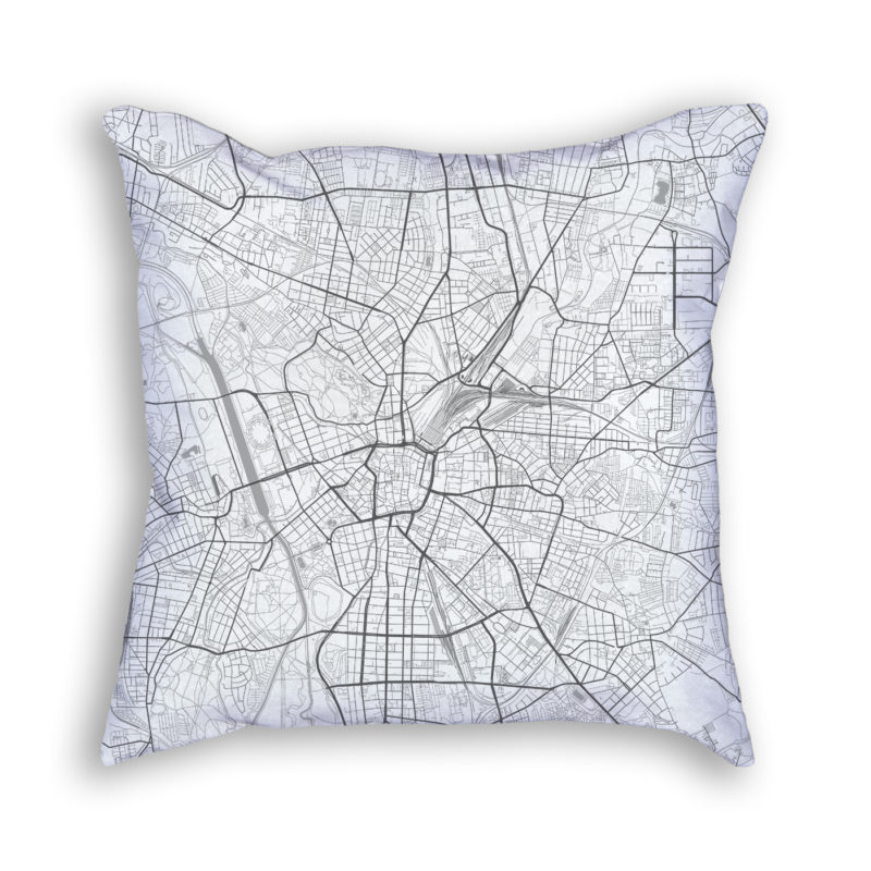 Leipzig Germany City Map Art Decorative Throw Pillow