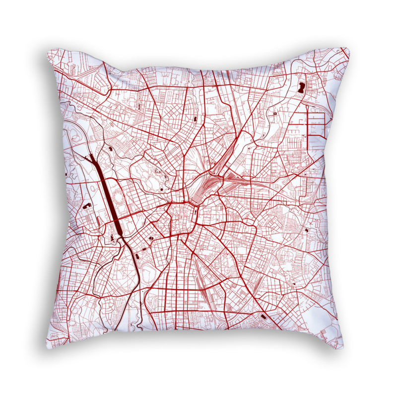 Leipzig Germany City Map Art Decorative Throw Pillow