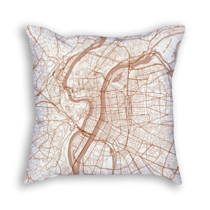 Lyon France City Map Art Decorative Throw Pillow