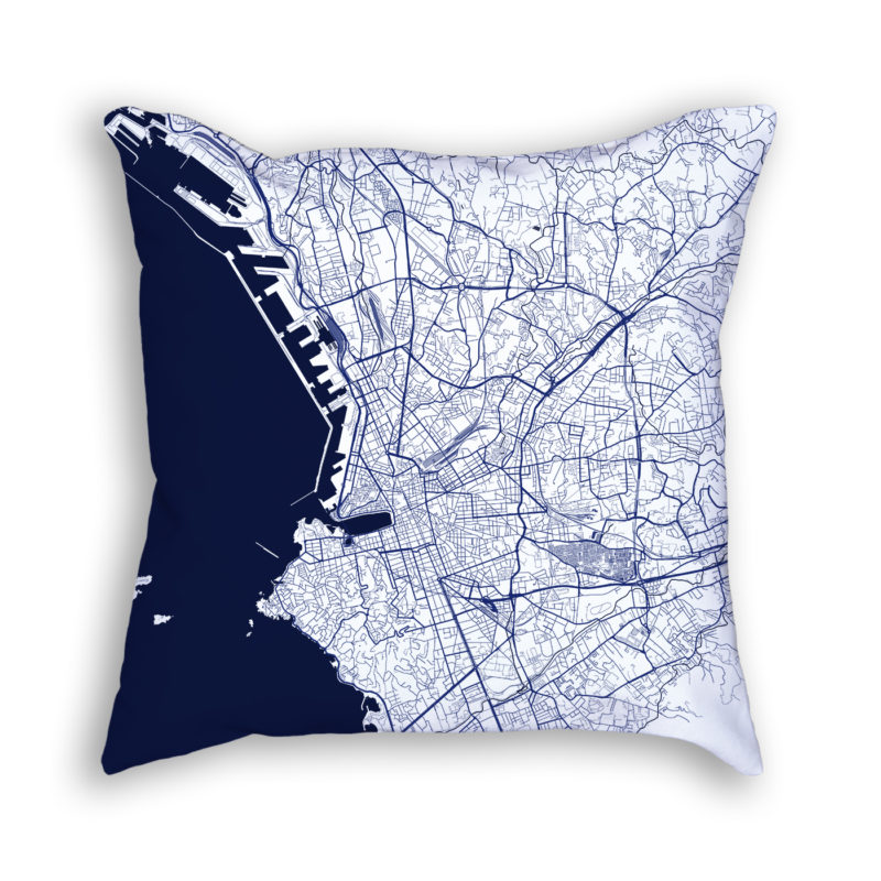 Marseille France City Map Art Decorative Throw Pillow