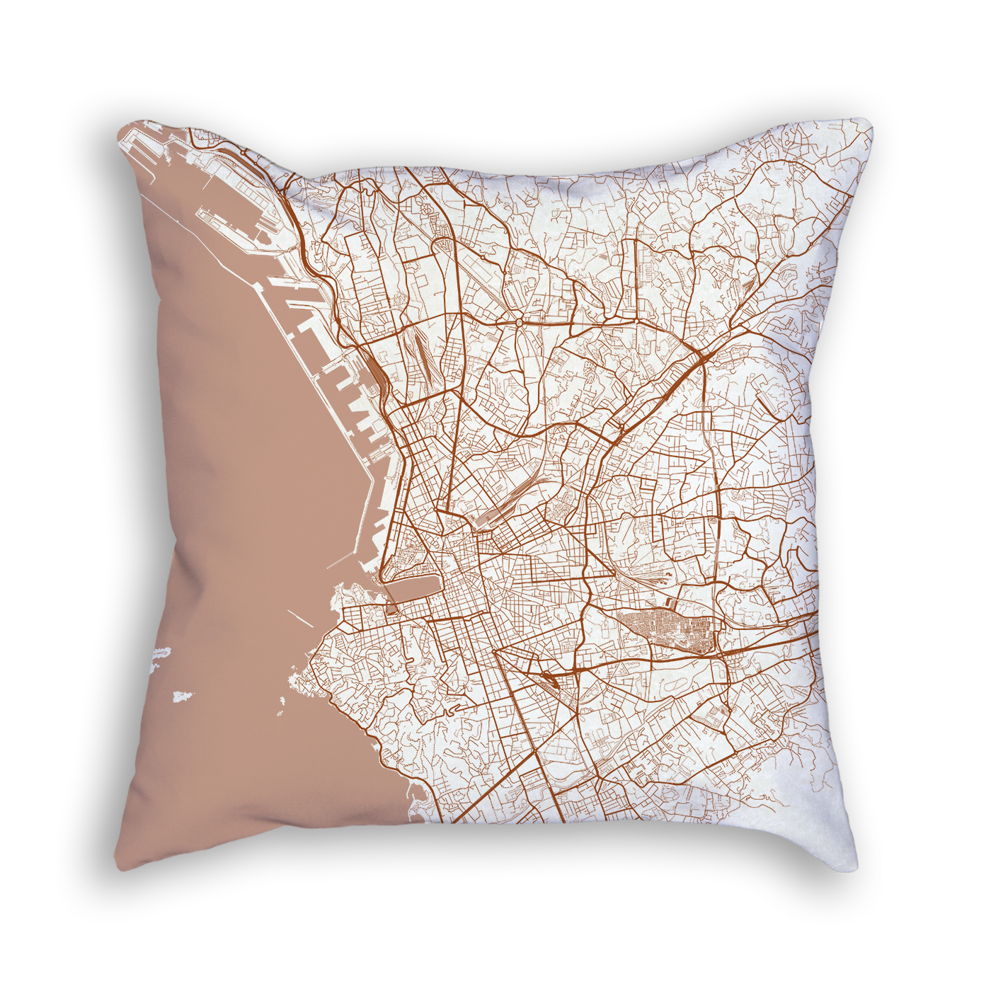 Marseille France City Map Art Decorative Throw Pillow