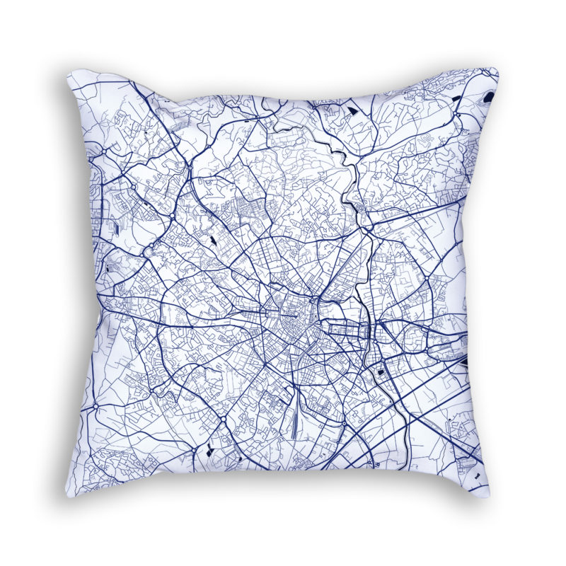 Montpellier France City Map Art Decorative Throw Pillow