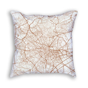Montpellier France City Map Art Decorative Throw Pillow
