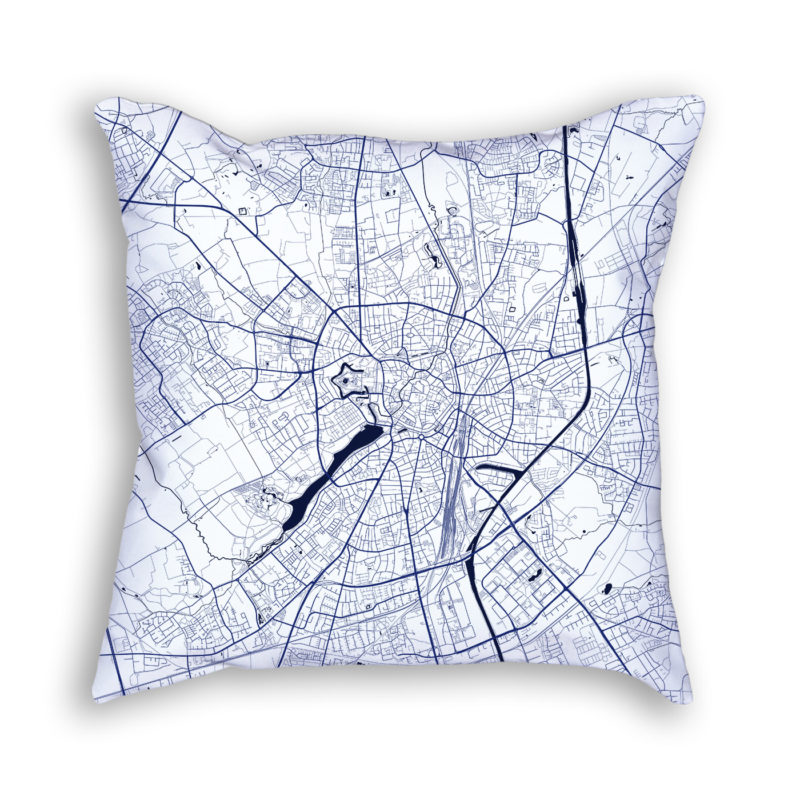 Munster Germany City Map Art Decorative Throw Pillow