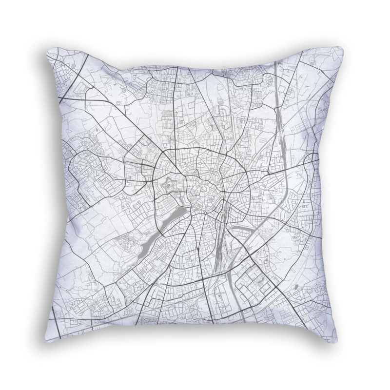 Munster Germany City Map Art Decorative Throw Pillow