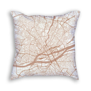 Nantes France City Map Art Decorative Throw Pillow