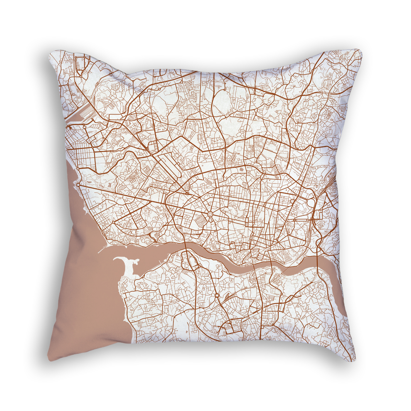 Porto Portugal City Map Art Decorative Throw Pillow