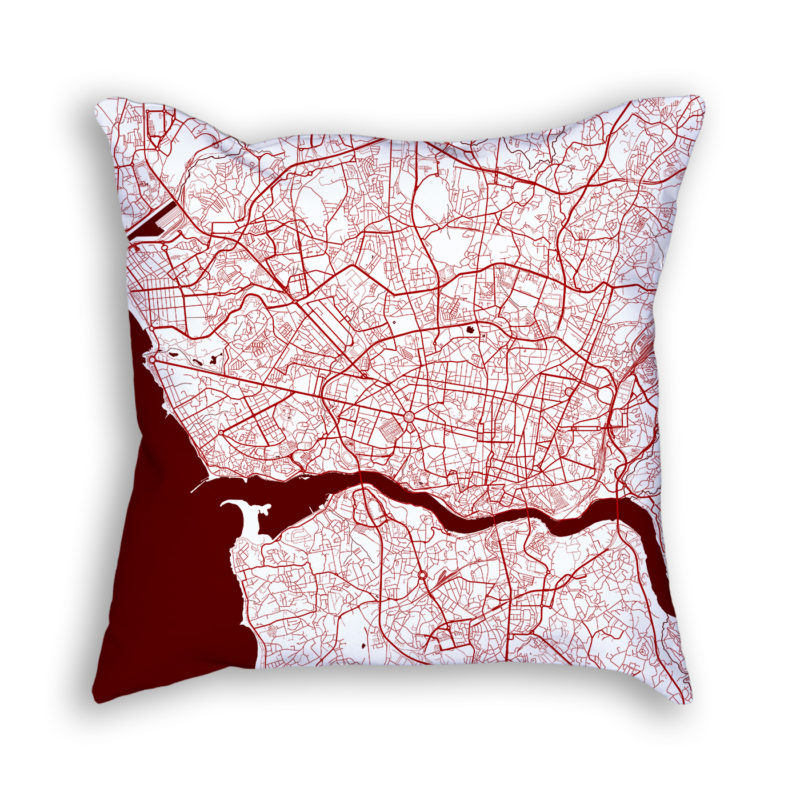 Porto Portugal City Map Art Decorative Throw Pillow