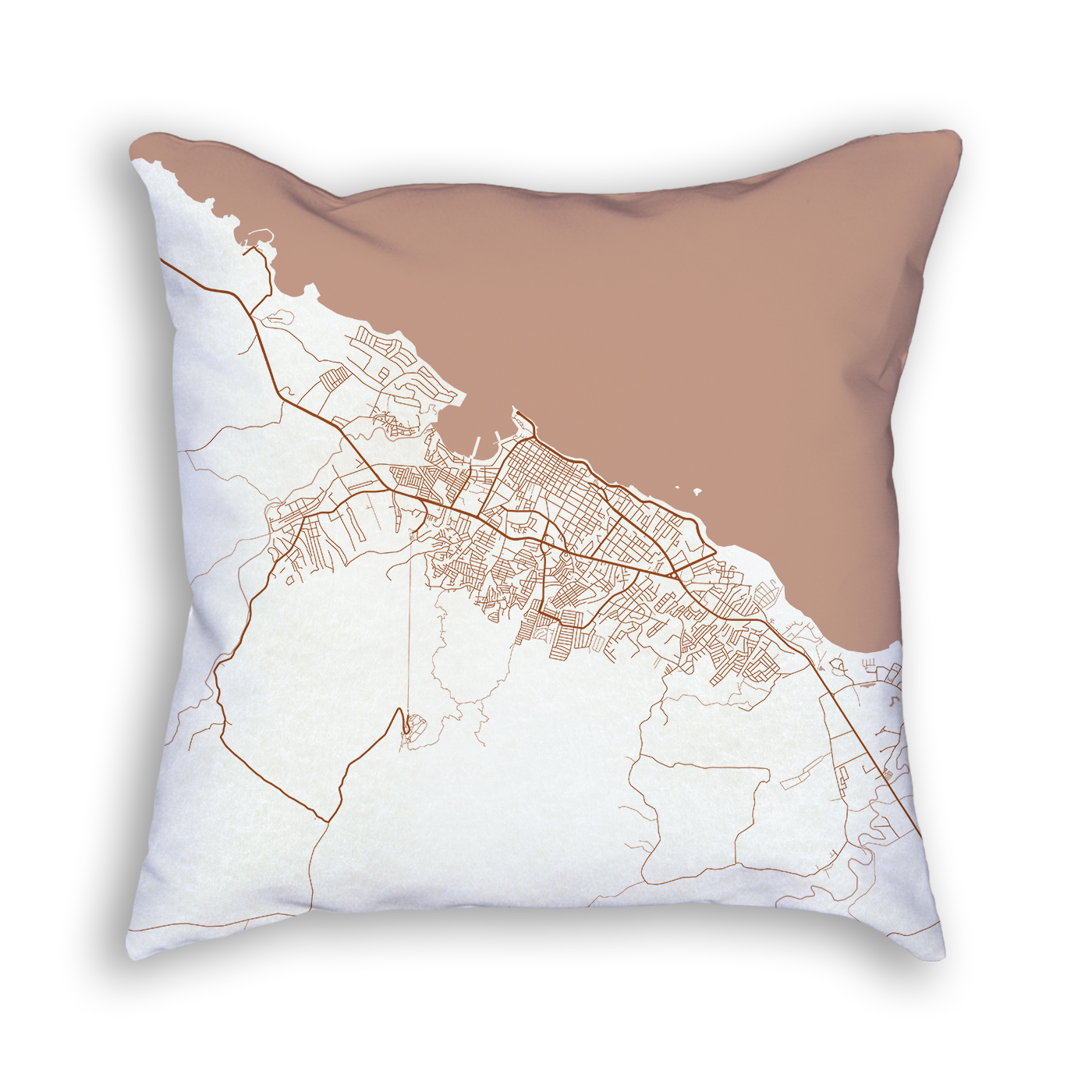 Puerto Plata Dominican Republic City Map Art Decorative Throw Pillow