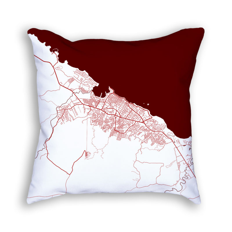 Puerto Plata Dominican Republic City Map Art Decorative Throw Pillow