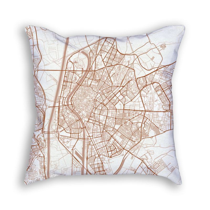 Seville Spain City Map Art Decorative Throw Pillow