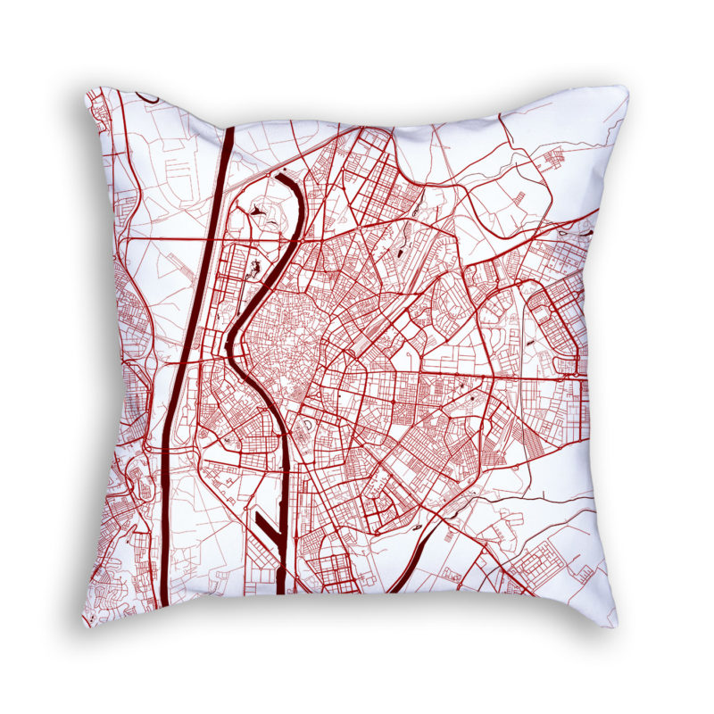 Seville Spain City Map Art Decorative Throw Pillow