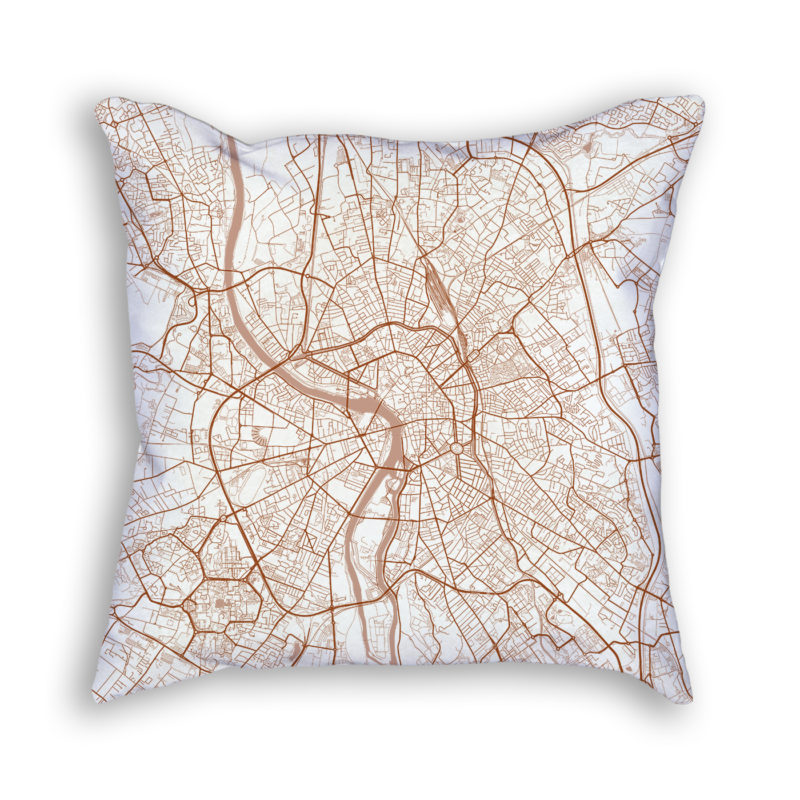 Toulouse France City Map Art Decorative Throw Pillow