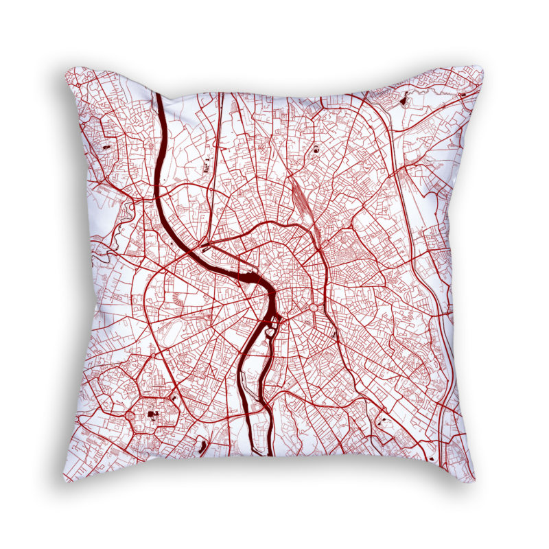 Toulouse France City Map Art Decorative Throw Pillow