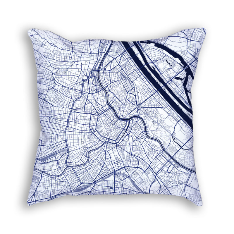 Vienna Austria City Map Art Decorative Throw Pillow