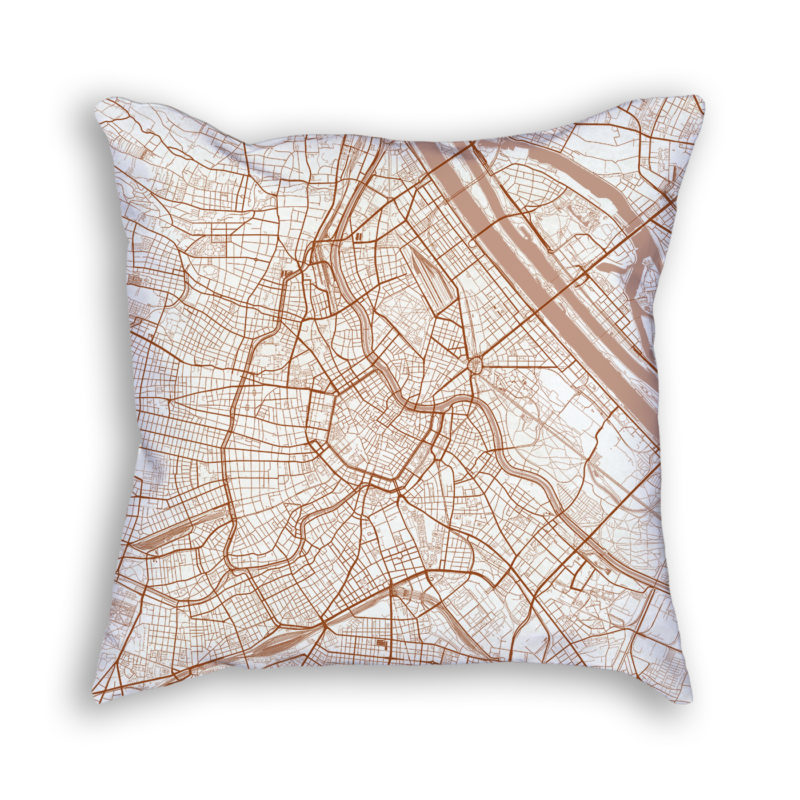 Vienna Austria City Map Art Decorative Throw Pillow