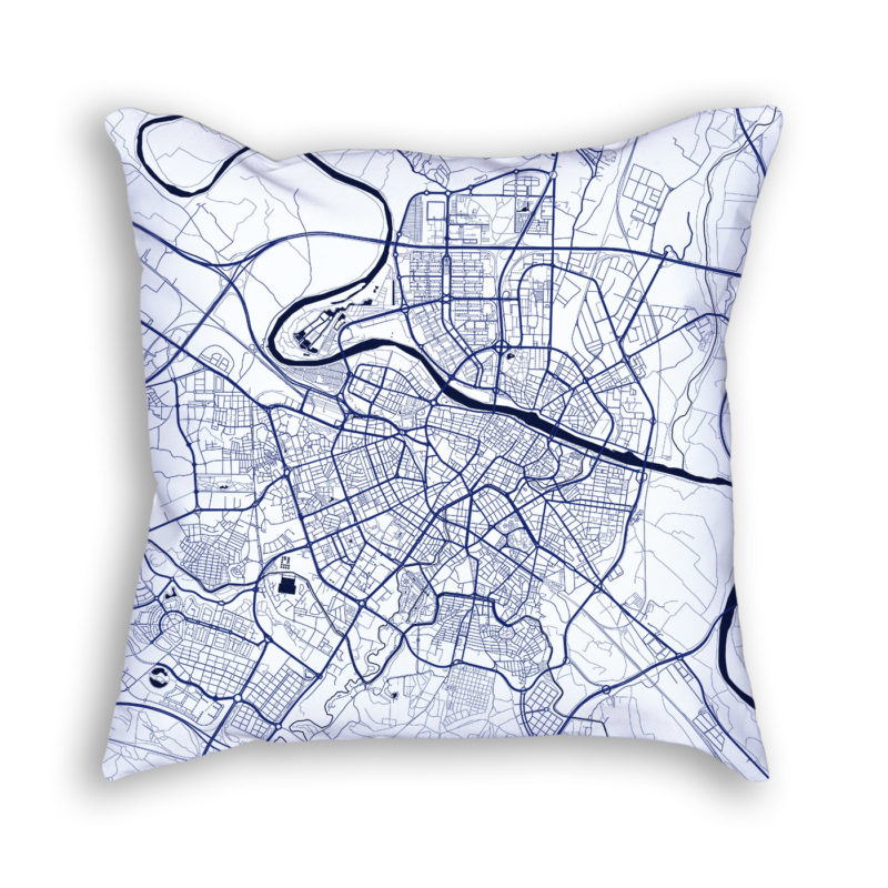 Zaragoza Spain City Map Art Decorative Throw Pillow