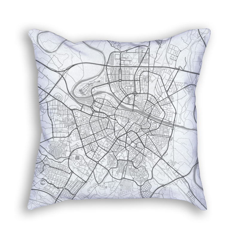 Zaragoza Spain City Map Art Decorative Throw Pillow