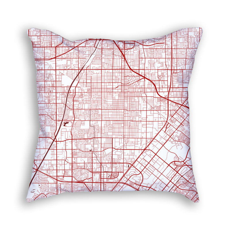 Santa Ana California City Map Art Decorative Throw Pillow