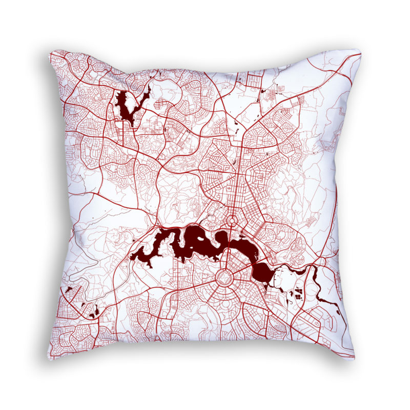 Canberra Australia City Map Art Decorative Throw Pillow