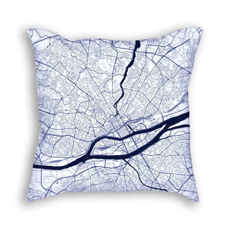 Nantes France City Map Art Decorative Throw Pillow