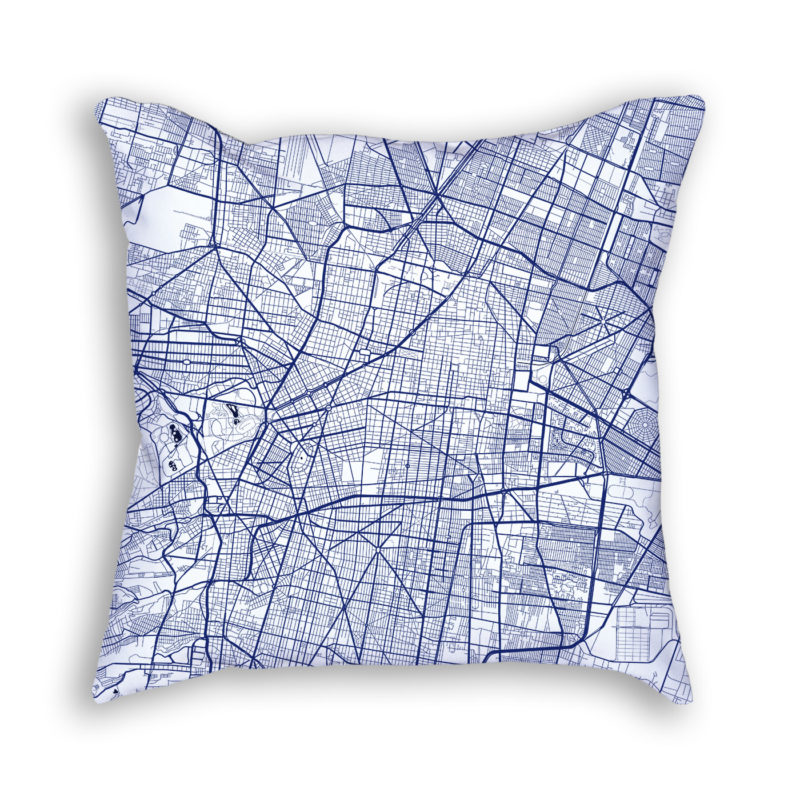 Mexico City Mexico City Map Art Decorative Throw Pillow