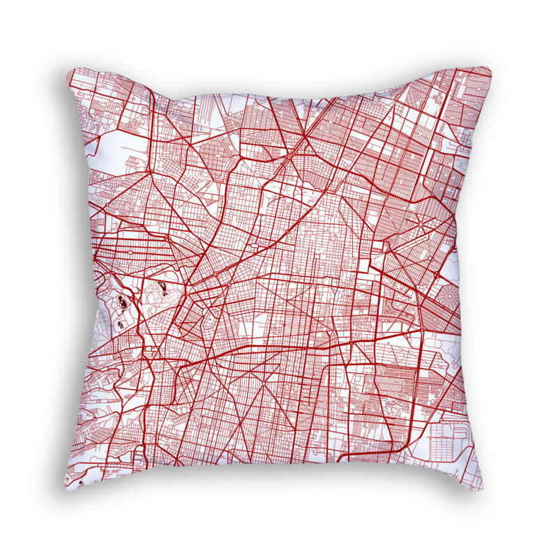 Mexico City Mexico City Map Art Decorative Throw Pillow