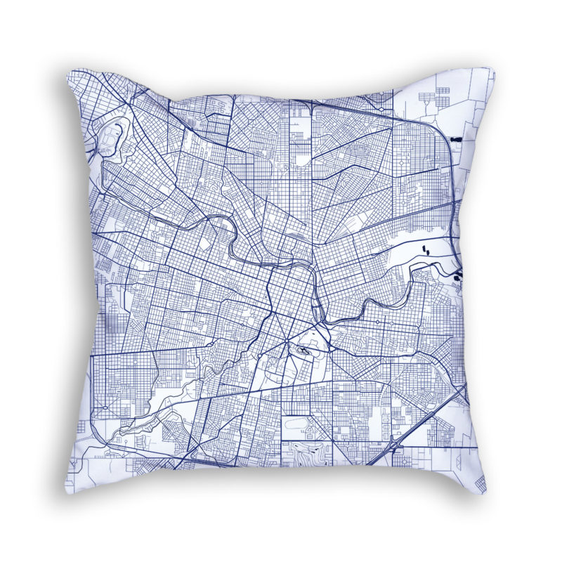 Cordoba Argentina City Map Art Decorative Throw Pillow