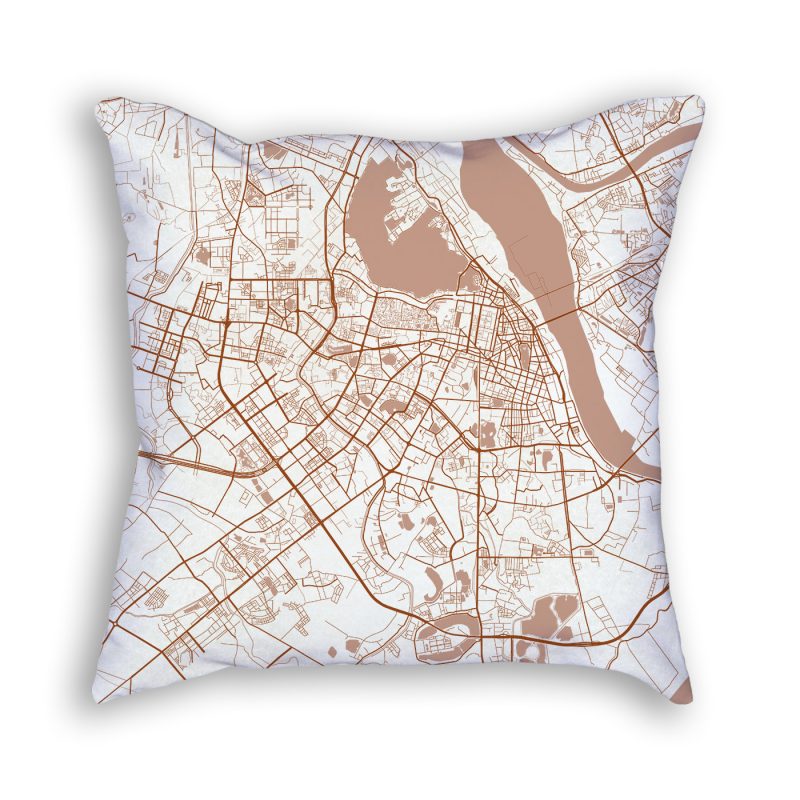 Hanoi Vietnam City Map Art Decorative Throw Pillow