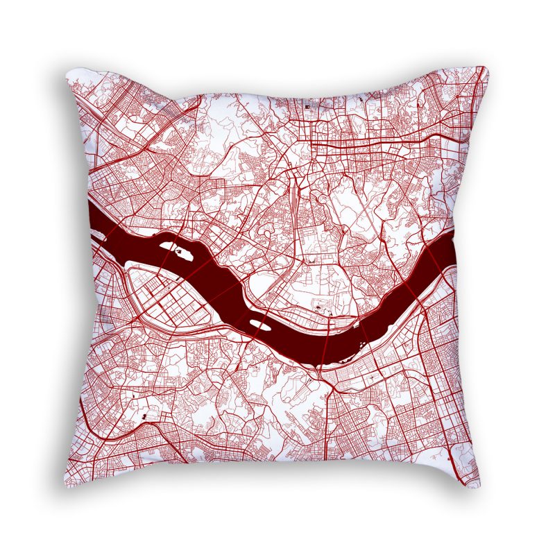 Seoul South Korea City Map Art Decorative Throw Pillow