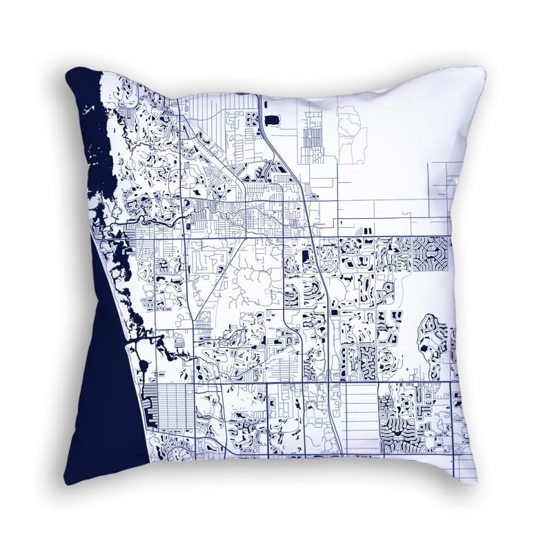 Bonita Springs Florida City Map Art Decorative Throw Pillow