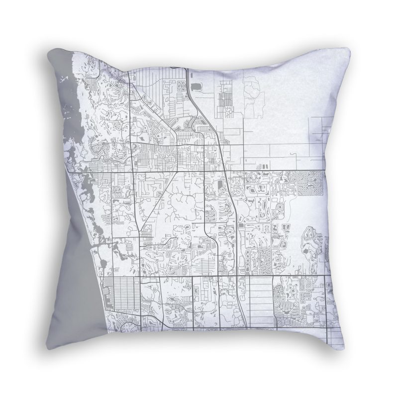Bonita Springs Florida City Map Art Decorative Throw Pillow