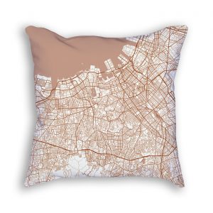 Fukuoka Japan City Map Art Decorative Throw Pillow