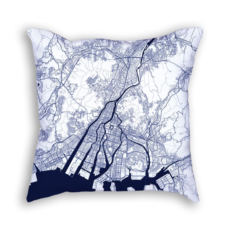 Hiroshima Japan City Map Art Decorative Throw Pillow