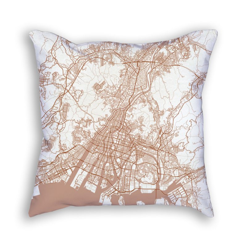 Hiroshima Japan City Map Art Decorative Throw Pillow