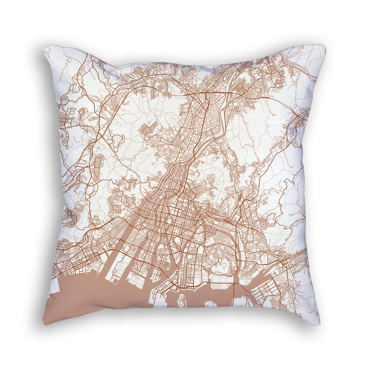 Hiroshima Japan City Map Art Decorative Throw Pillow